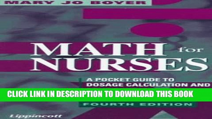 [PDF] Math For Nurses: Pocket Guide to Dosage Calculation   Drug Preparation Full Online