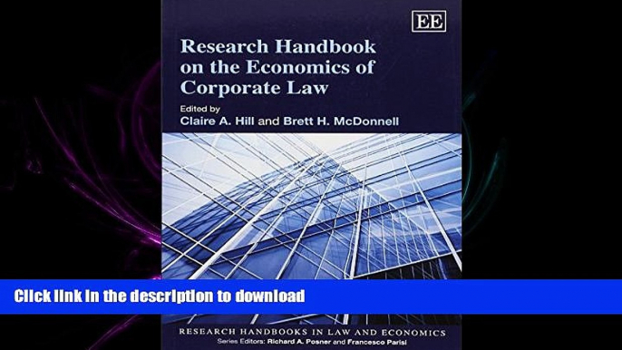 READ THE NEW BOOK Research Handbook on the Economics of Corporate Law (Research Handbooks in Law