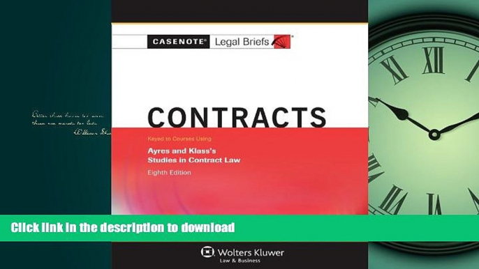 READ ONLINE Casenotes Legal Briefs: Contracts, Keyed to Ayres   Klass, Eighth Edition (Casenote