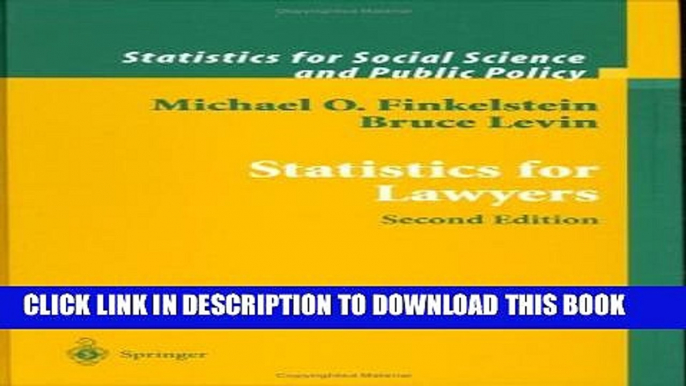 [PDF] Statistics for Lawyers (Statistics for Social and Behavioral Sciences) Full Collection