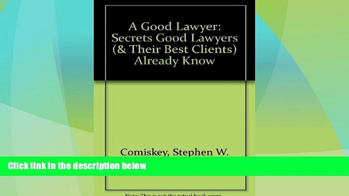 Must Have PDF  A Good Lawyer: Secrets Good Lawyers (  Their Best Clients) Already Know  Full Read