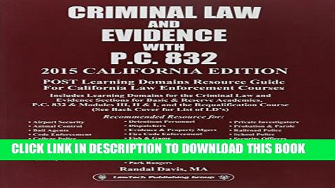 [PDF] Criminal Law   Evidence with P.C. 832: 2015 California Edition [Online Books]