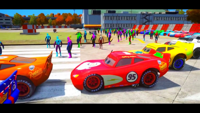 SPIDERMAN COLORS! Nursery Rhymes Disney Cars & Lightning McQueen (Songs for Children w/ Action)