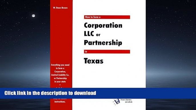 PDF ONLINE How to Form a Corporation, LLC or Partnership in Texas (QuickStart) READ PDF BOOKS