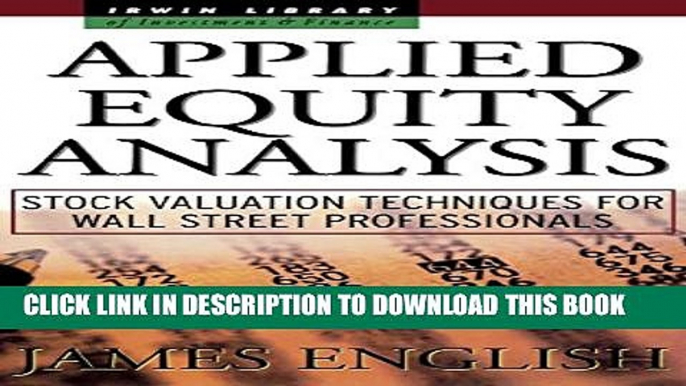 New Book Applied Equity Analysis: Stock Valuation Techniques for Wall Street Professionals