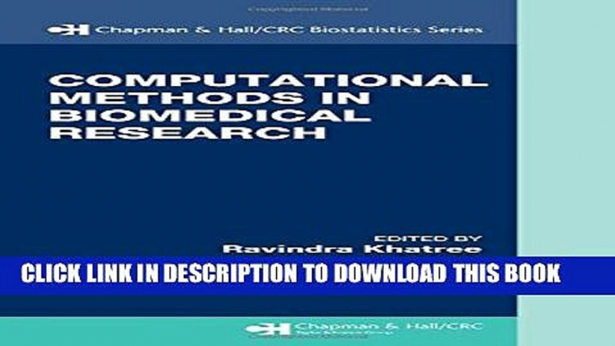 [PDF] Computational Methods in Biomedical Research (Chapman   Hall/CRC Biostatistics Series)