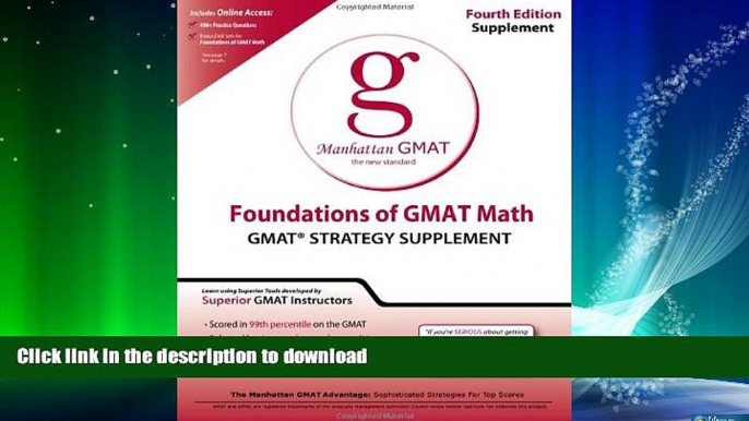 FAVORITE BOOK  Foundations of GMAT Math: GMAT Strategy Supplement (Manhattan GMAT Preparation