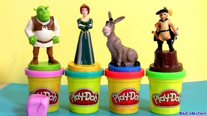 Play Doh SHREK Stampers with Princess Fiona Donkey Shrek Puss in Boots PlayDough by ToyCollector