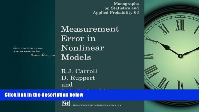 Popular Book Measurement Error in Nonlinear Models (Chapman   Hall/CRC Monographs on Statistics