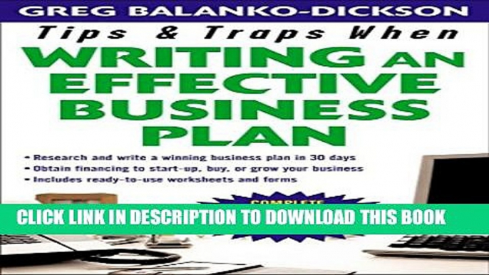 Collection Book Tips and Traps For Writing an Effective Business Plan