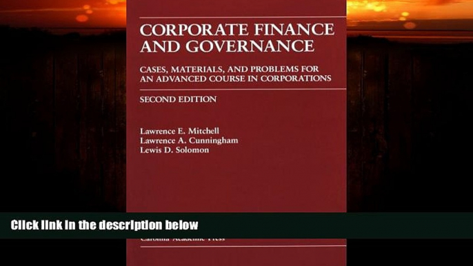 READ book  Corporate Finance and Governance: Cases, Materials, and Problems for an Advanced