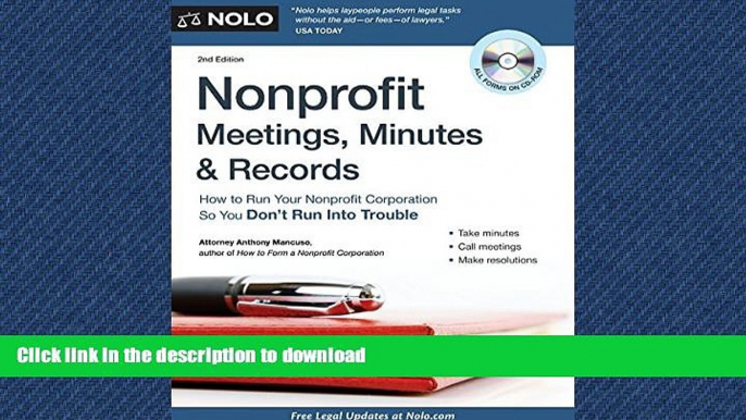 READ ONLINE Nonprofit Meetings, Minutes   Records: How to Run Your Nonprofit Corporation So You