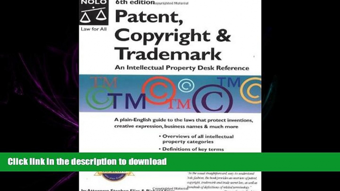 FAVORIT BOOK Patent, Copyright   Trademark: An Intellectual Property Desk Reference (Patent,