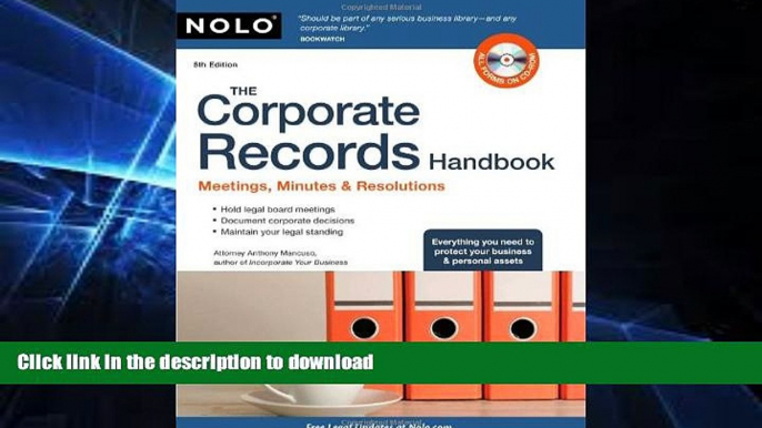 EBOOK ONLINE  The Corporate Records Handbook: Meetings, Minutes   Resolutions  GET PDF