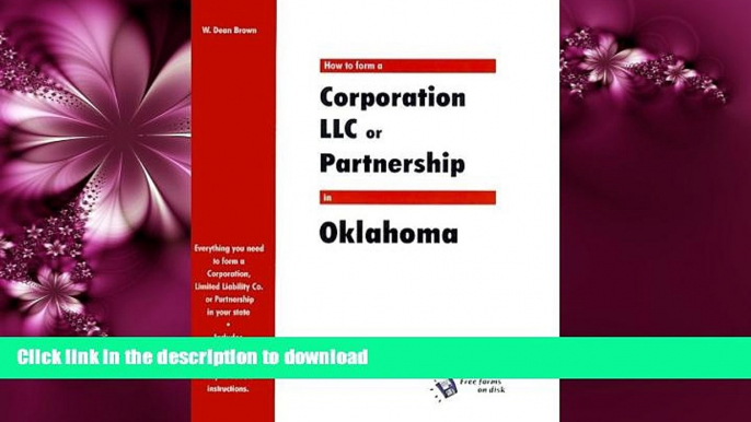 FAVORITE BOOK  How to Form a Corporation, LLC or Partnership in Oklahoma (QuickStart) FULL ONLINE