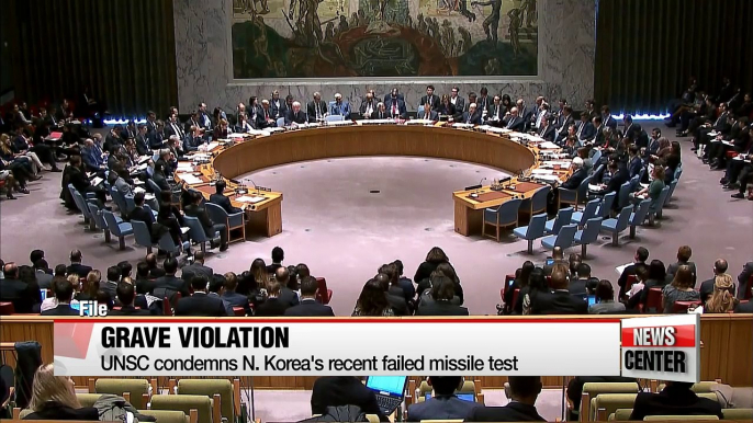 UN Security Council condemns N. Korea's failed ballistic missile test