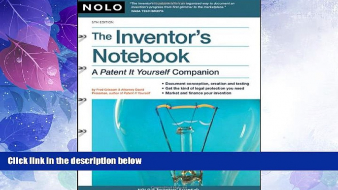 Big Deals  Inventor s Notebook: A Patent It Yourself Companion  Full Read Most Wanted