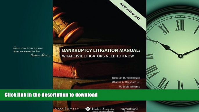 DOWNLOAD Bankruptcy Litigation Manual: What Civil Litigators Need to Know READ PDF BOOKS ONLINE