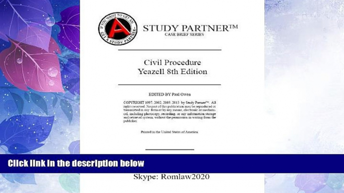 Big Deals  Case Briefs Civil Procedure Yeazell 8th (Case Briefs by Rom Law)  Full Read Most Wanted