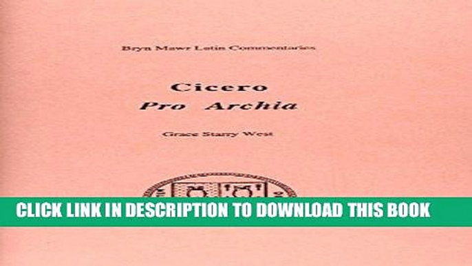 [Free Read] Cicero Pro Archia Full Online