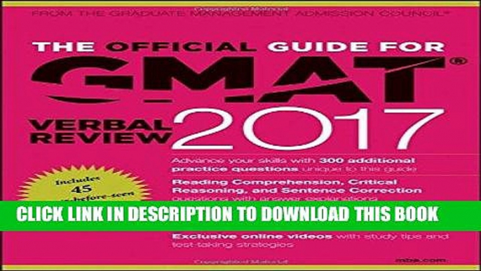 [Free Read] The Official Guide for GMAT Verbal Review 2017 with Online Question Bank and Exclusive