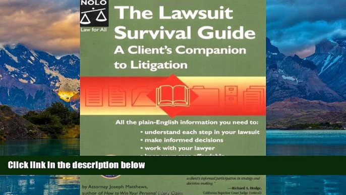 Big Deals  The Lawsuit Survival Guide: A Client s Companion to Litigation  Full Ebooks Most Wanted