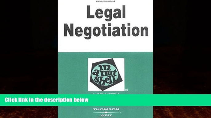 Big Deals  Legal Negotiation in a Nutshell (In a Nutshell (West Publishing)) (Nutshells)  Full