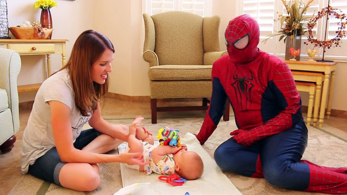 SPIDERMAN POTTY TRAINS BABY ADAM Superheroes IRL Spidey Potty Training 4 Month Old by DisneyCarToys