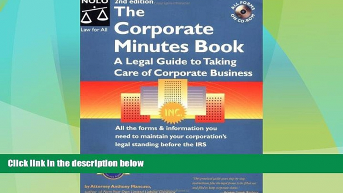 Big Deals  The Corporate Minutes Book: A Legal Guide to Taking Care of Corporate Business  Full