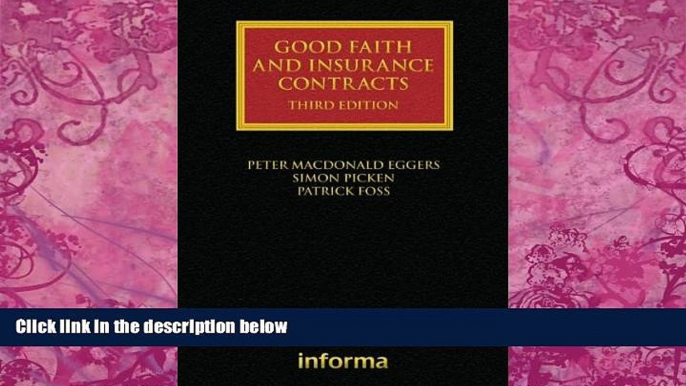 Books to Read  Good Faith and Insurance Contracts (Lloyd s Insurance Law Library)  Full Ebooks