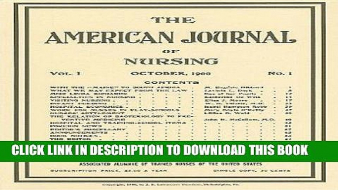 [FREE] EBOOK American Journal of Nursing: Reproduction of First Issue, October 1900 BEST COLLECTION