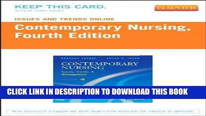 [FREE] EBOOK Issues and Trends Online for Contemporary Nursing (Access Code): Issues, Trends and