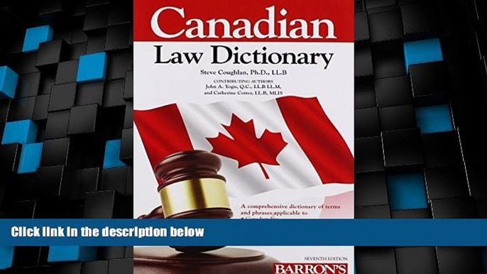 Big Deals  Canadian Law Dictionary  Best Seller Books Best Seller