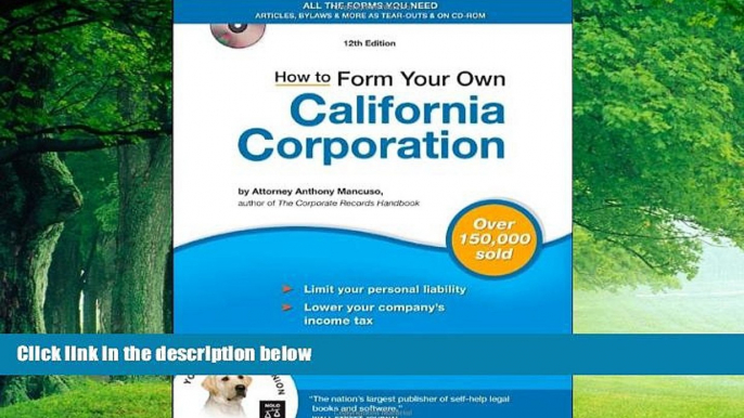 Big Deals  How to Form Your Own California Corporation (Book with CD)  Best Seller Books Most Wanted