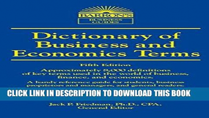 Best Seller Dictionary of Business and Economics Terms (Barron s Business Dictionaries) Free