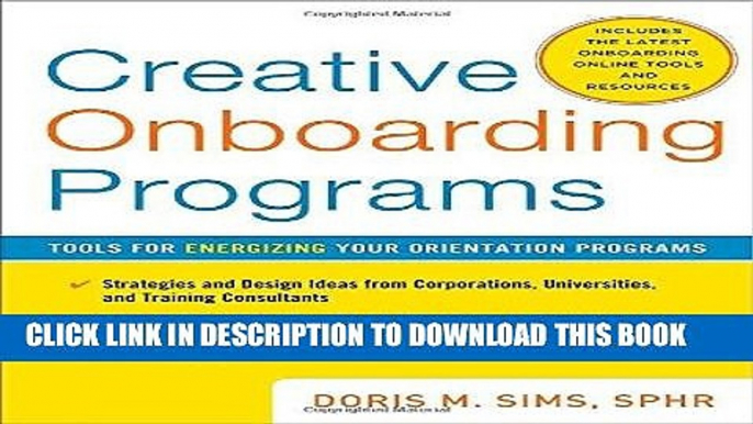 Best Seller Creative Onboarding Programs: Tools for Energizing Your Orientation Program Free