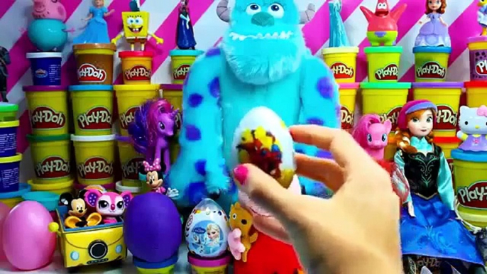 frozen play doh kinder surprise eggs peppa pig spiderman barbie toys egg unboxing