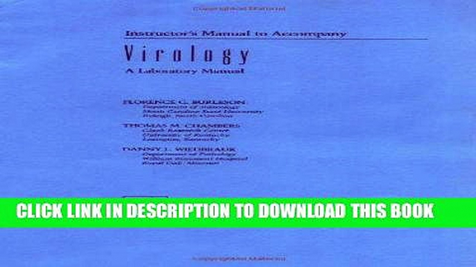 [READ] EBOOK Virology: A Laboratory Manual (Instructor s Manual) ONLINE COLLECTION