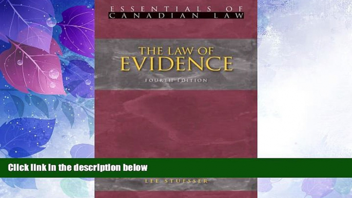 Big Deals  The Law of Evidence (Essentials of Canadian Law)  Best Seller Books Best Seller