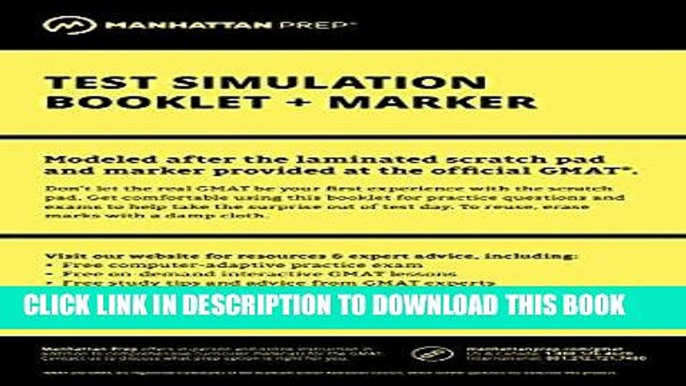 [FREE] EBOOK Manhattan GMAT Test Simulation Booklet w/ Marker ONLINE COLLECTION