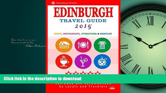 FAVORITE BOOK  Edinburgh Travel Guide 2015: Shops, Restaurants, Attractions and Nightlife (City