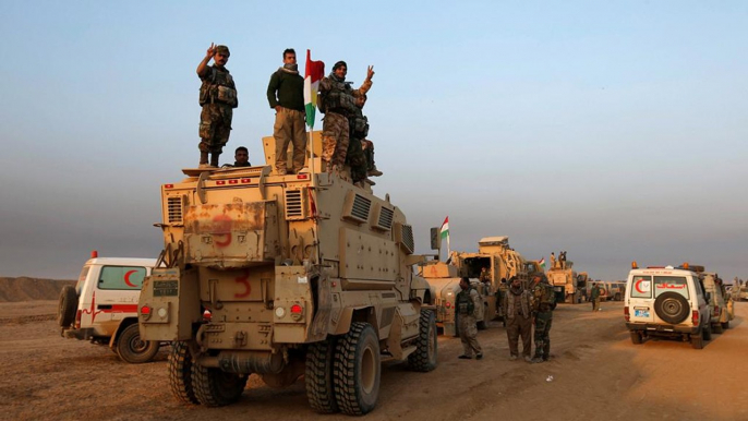 Iraqi Kurdish peshmerga forces continue their advances on the outskirts of Mosul