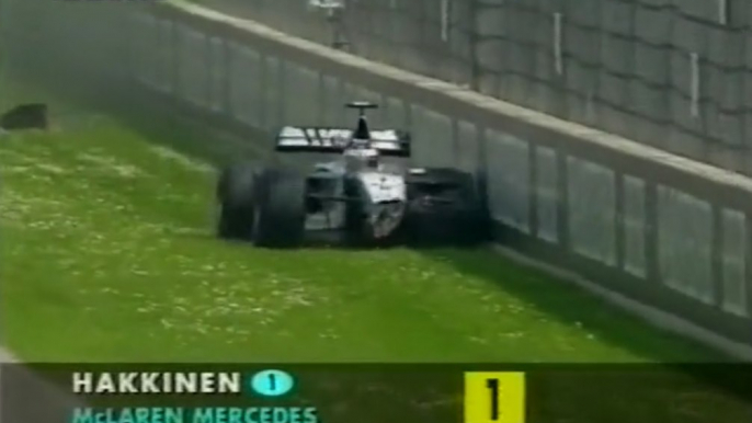 Gp San Marino 1999 - Imola, Hakkinen finisce contro il muro