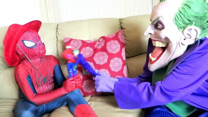 Spiderman vs Joker Spiderman Kisses Belle w Superstars Disney Princess Funny Superheroes