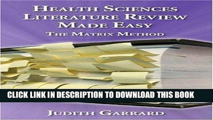 [FREE] EBOOK Health Sciences Literature Review Made Easy: The Matrix Method BEST COLLECTION