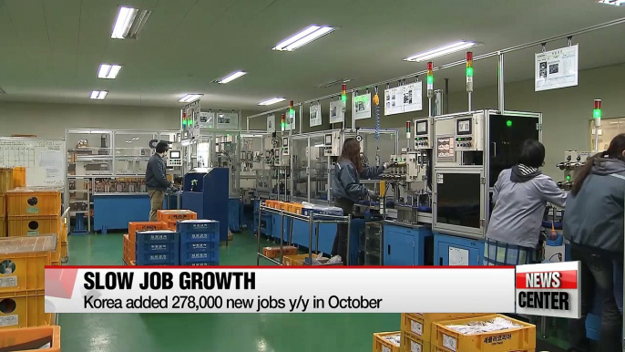 Korea's job growth remains sluggish in October