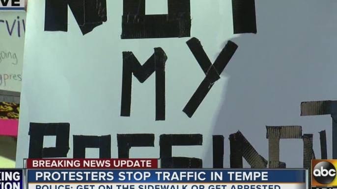 Protesters stop traffic in Tempe as anti-Trump demonstrations continue