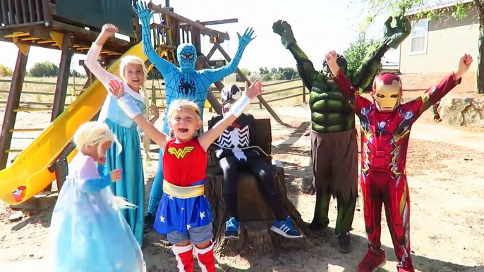 Baby Elsa Wonder Woman KIDNAPPED Venom Hulk Blue Spiderman Frozen Elsa Ironman Funny Prank