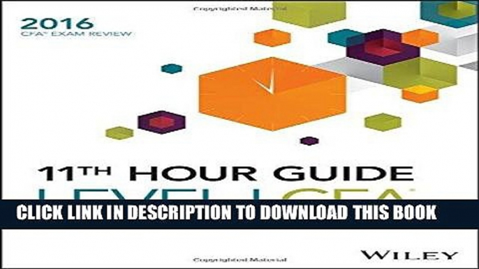 [PDF] Wiley 11th Hour Guide for 2016 Level I CFA Exam Popular Collection