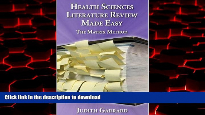 liberty books  Health Sciences Literature Review Made Easy: The Matrix Method online